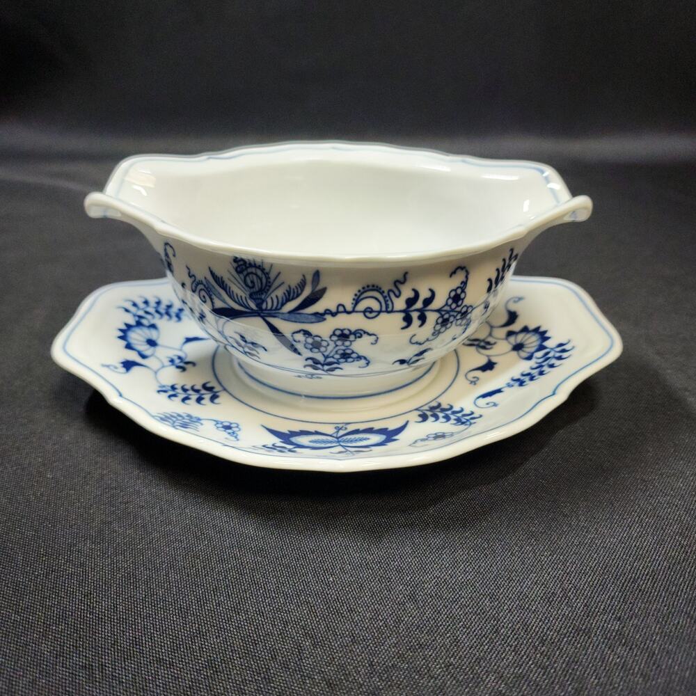 Vintage Blue Danube Gravy Boat Porcelain DISCONTINUED Onion Pattern